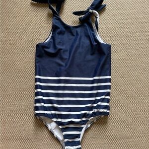 Minnow Navy and White Striped Girls Swim One Piece - 9/10